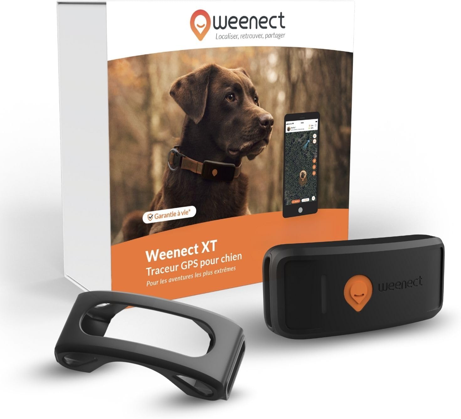 Weenect XT-hond - NIEUWE GPS-halsband voor honden | XL-antenne | waterdicht | geïntegreerde zeer sterke halsband Julius-K9 | werkt met abonnement | levenslange garantie