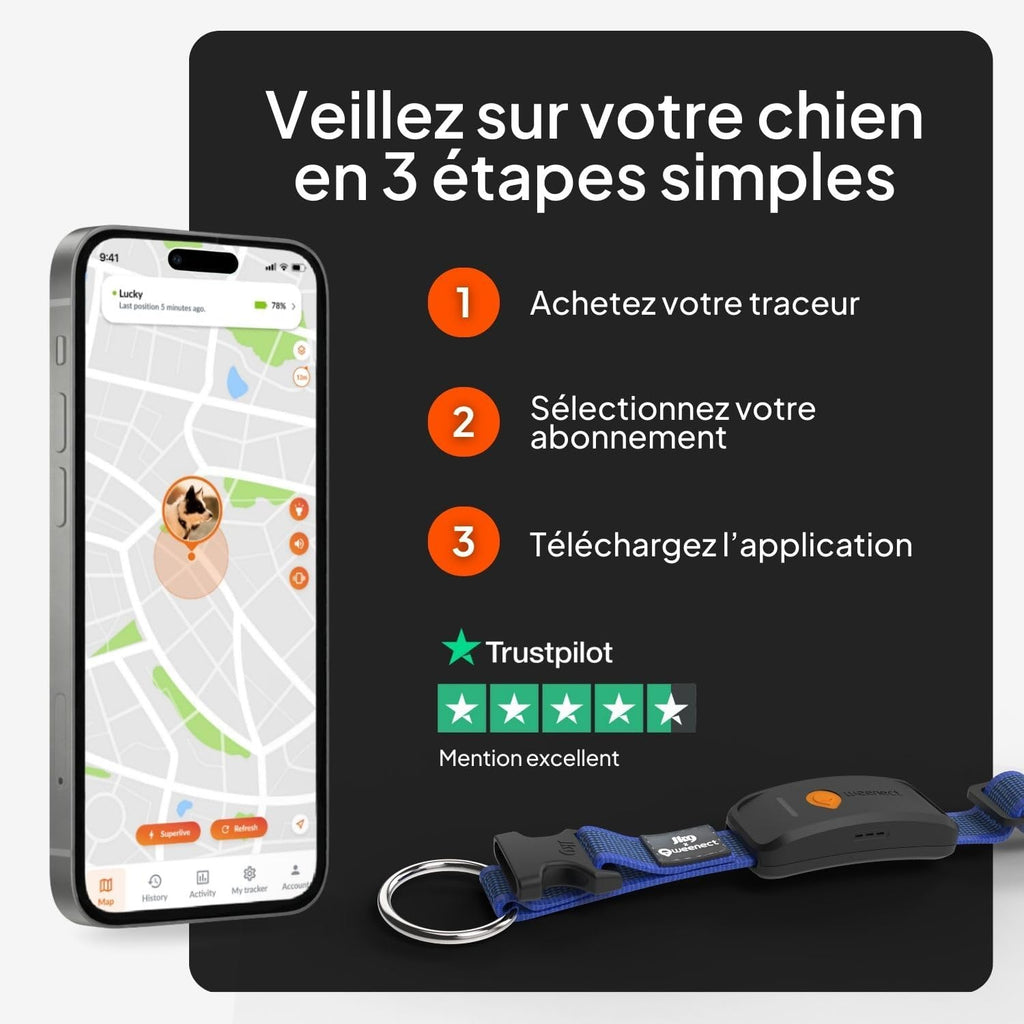 Weenect XT-hond - NIEUWE GPS-halsband voor honden | XL-antenne | waterdicht | geïntegreerde zeer sterke halsband Julius-K9 | werkt met abonnement | levenslange garantie