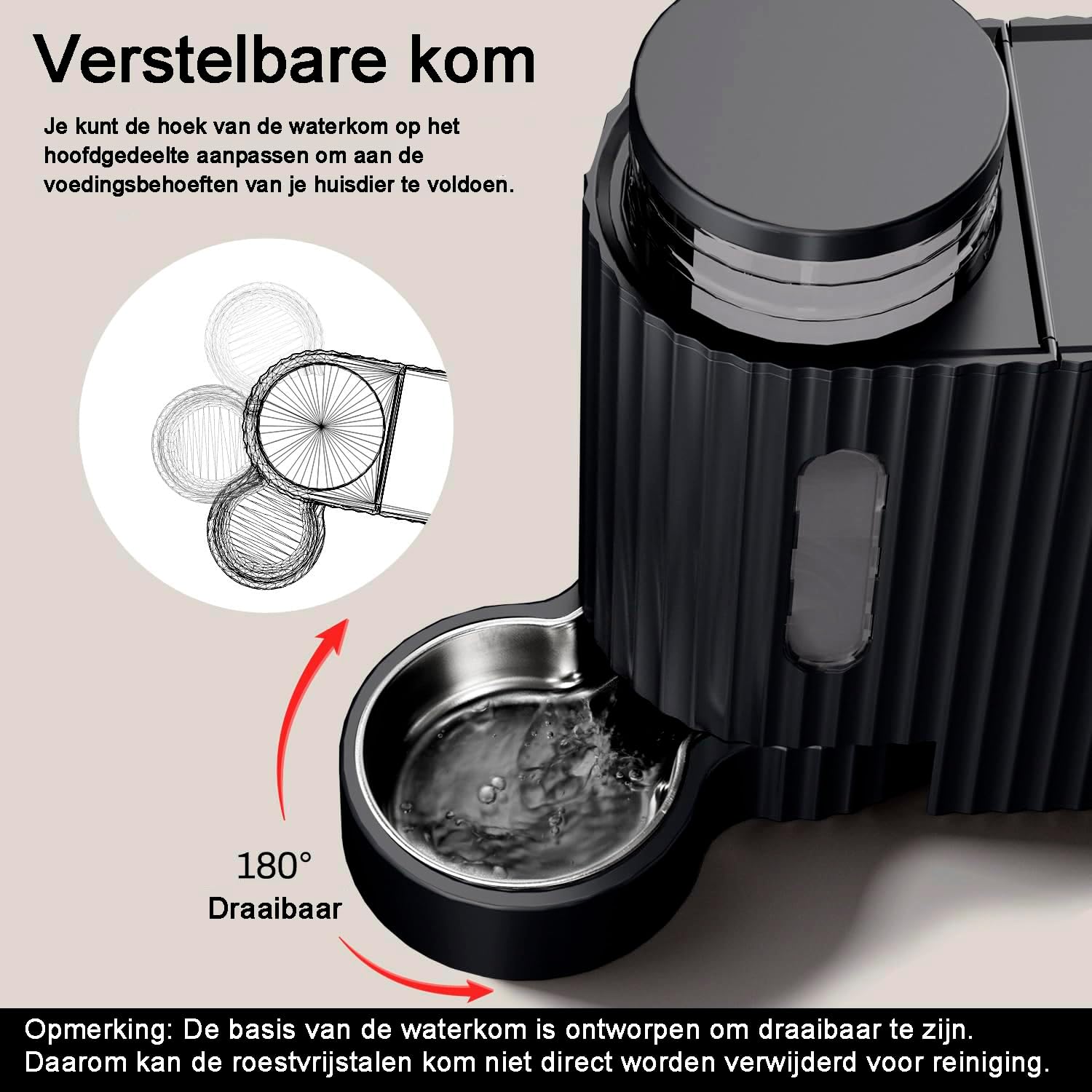 Gardner Pet Automatische waterdispenser 3 l x 2, waterdispenser voor katten en honden door zwaartekracht, voederstation met roestvrijstalen kom, geen stroom, BPA-vrij, hoek verstelbaar, zwart