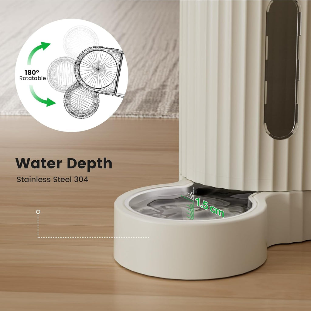 Gardner Pet Automatische waterdispenser 3 l x 2, waterdispenser voor katten en honden door zwaartekracht, voederstation met roestvrijstalen kom, geen stroom, BPA-vrij, hoek verstelbaar, zwart