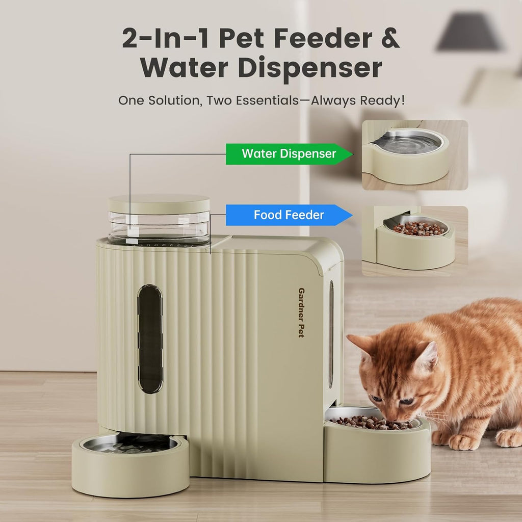 Gardner Pet Automatische waterdispenser 3 l x 2, waterdispenser voor katten en honden door zwaartekracht, voederstation met roestvrijstalen kom, geen stroom, BPA-vrij, hoek verstelbaar, zwart