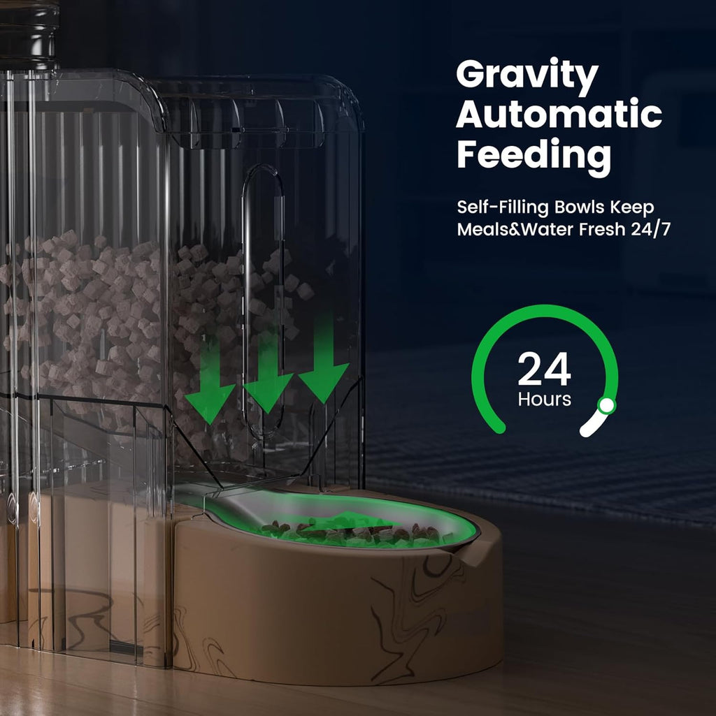 Gardner Pet Automatische waterdispenser 3 l x 2, waterdispenser voor katten en honden door zwaartekracht, voederstation met roestvrijstalen kom, geen stroom, BPA-vrij, hoek verstelbaar, zwart