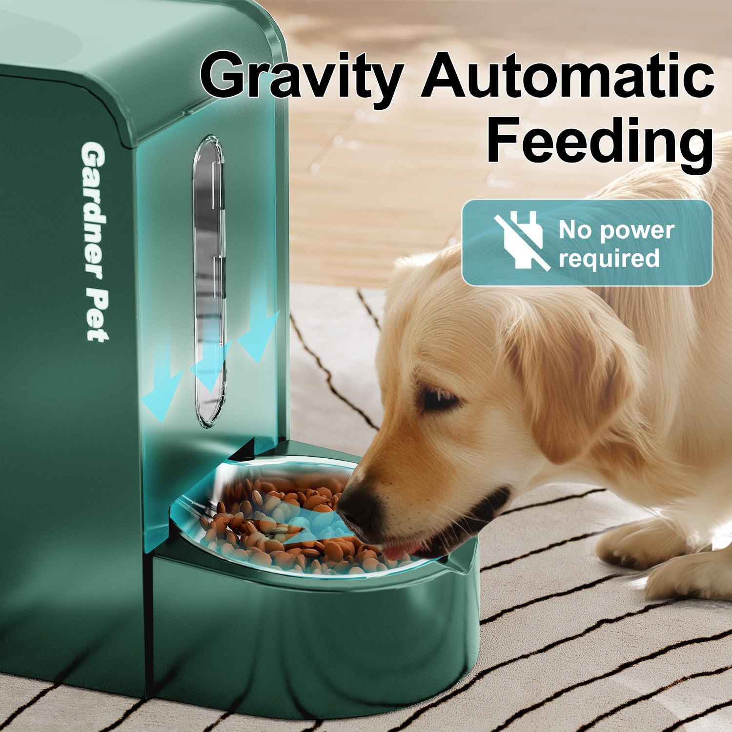 Gardner Pet Automatische waterdispenser 3 l x 2, waterdispenser voor katten en honden door zwaartekracht, voederstation met roestvrijstalen kom, geen stroom, BPA-vrij, hoek verstelbaar, zwart