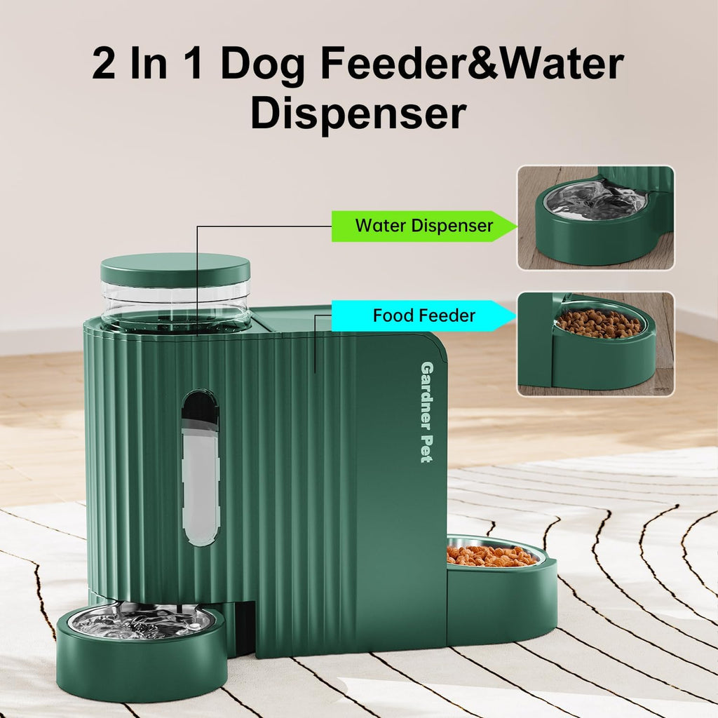 Gardner Pet Automatische waterdispenser 3 l x 2, waterdispenser voor katten en honden door zwaartekracht, voederstation met roestvrijstalen kom, geen stroom, BPA-vrij, hoek verstelbaar, zwart