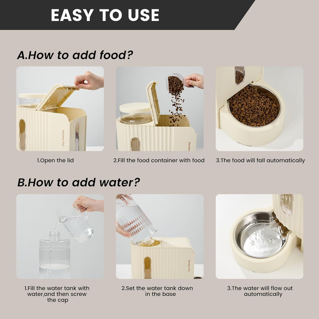 Gardner Pet Automatische waterdispenser 3 l x 2, waterdispenser voor katten en honden door zwaartekracht, voederstation met roestvrijstalen kom, geen stroom, BPA-vrij, hoek verstelbaar, zwart