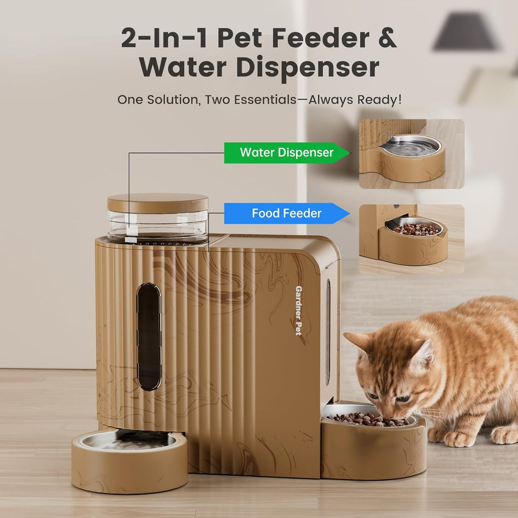 Gardner Pet Automatische waterdispenser 3 l x 2, waterdispenser voor katten en honden door zwaartekracht, voederstation met roestvrijstalen kom, geen stroom, BPA-vrij, hoek verstelbaar, zwart