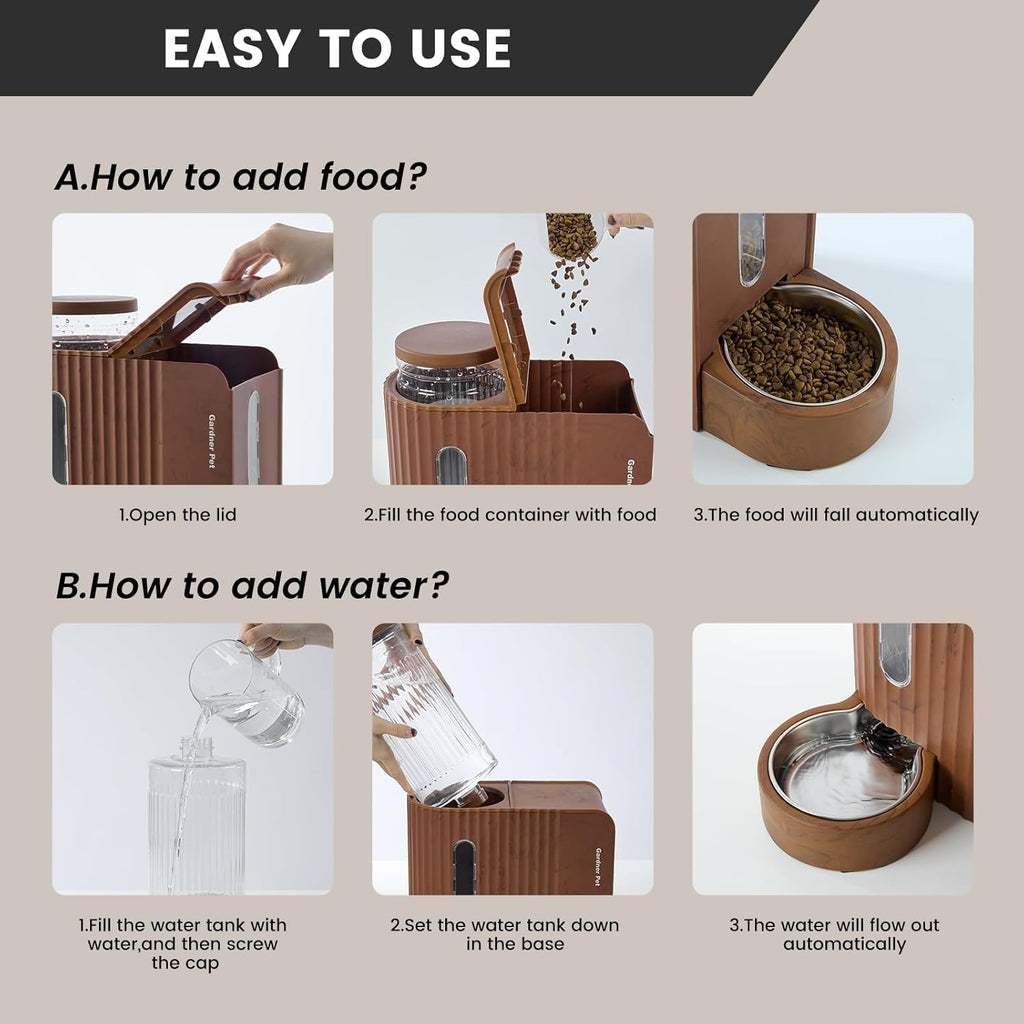 Gardner Pet Automatische waterdispenser 3 l x 2, waterdispenser voor katten en honden door zwaartekracht, voederstation met roestvrijstalen kom, geen stroom, BPA-vrij, hoek verstelbaar, zwart